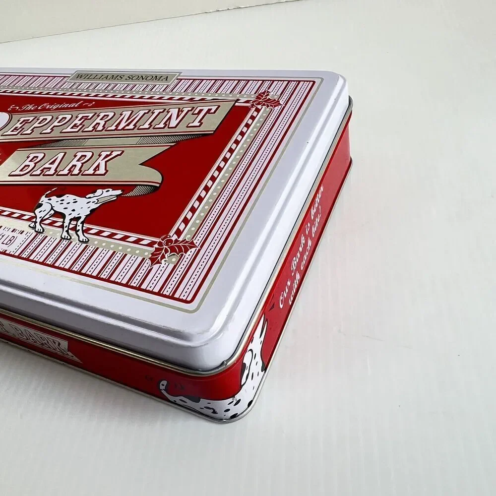 Collectible Williams Sonoma Peppermint Bark Tin with Lid Storage w Personality